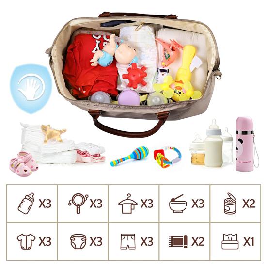 Сумка для подгузников Большая вместимость Вышитые буквы Двойная ручка Ремешок для мамы Больница Путешествия