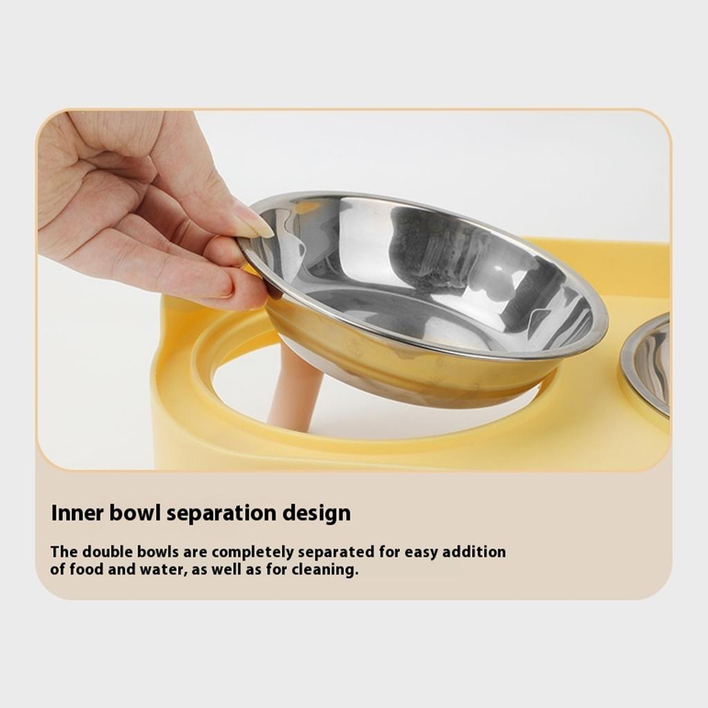 Non Slip Stainless Steel Double Bowl Pet Food Dish With Anti Spill Design For Cats And Dogs Durable Easy Clean