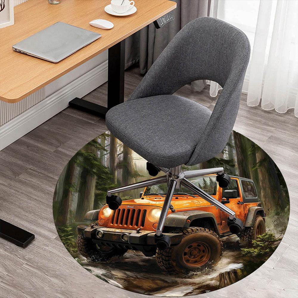 1 шт. Круглый коврик для стула Jeep Forest, ковер для офисной зоны - Нескользящий, коврик для пола для офиса, спальни, идеальный подарок для декора дома c0112077
