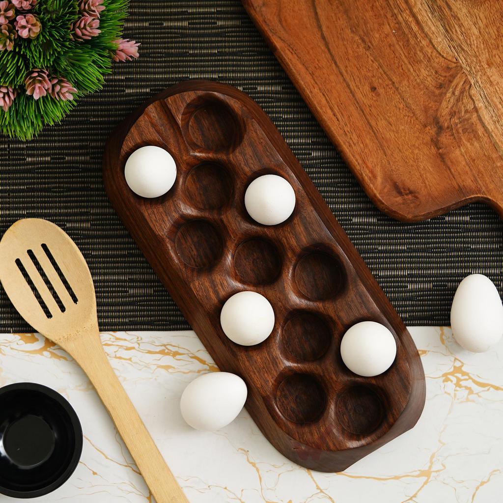 The Wrightwood Indian Rosewood Handmade Personalised Ergonomic Egg Tray- 12 Eggs