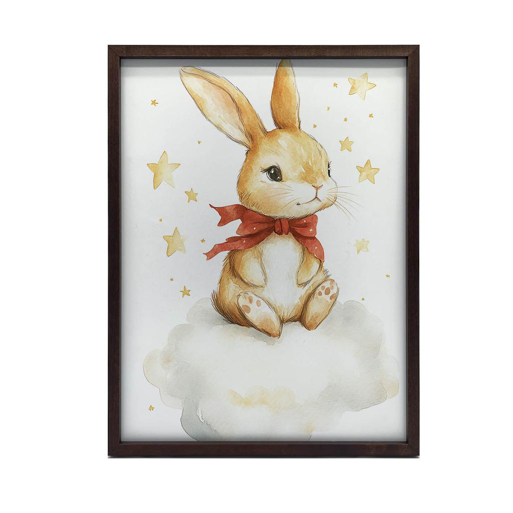 Plakat Uroczy Króliczek Na Chmurce Plakat Uroczy Króliczek Na Chmurce, 70X100 Cm, Bez Ramy, Płótno Premium Na Blejtramie