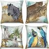 Home Decor Wild Animal Prints Zebra, Leopard, Monkey and Parrot Patterns for Sofa Bedroom Car Pillow Covers