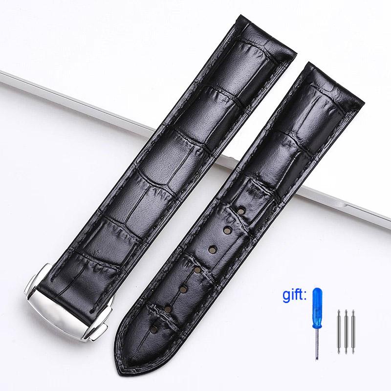 Genuine Leather Strap for Omega Seamaster Speedmaster Folding Buckle Bracelet Waterproof Calfskin Watch Band 19mm 20mm 21mm 22mm