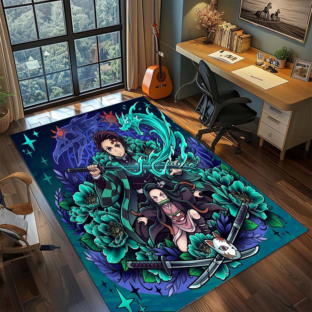 Demon Slayer Tanjiro Rug Carpet Floor Mat Non Slip Washable Large Area Gamer Room Bedroom Home Decor.-TING