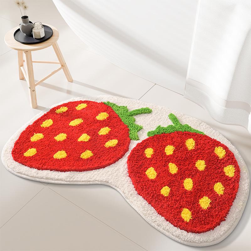 Fruit Carpet Imitation Cashmere Cartoon Non-Slip Floor Mat Household Door Doorway Bathroom Absorbent Floor Mat Foot Mat Decor