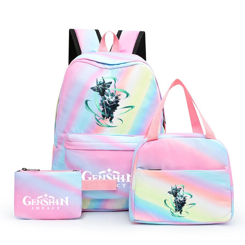 3Pcs/set Anime Girl Backpack Set School Students Kawaii Back To School Backpack Boy Children Lunch Bags Pencil Box