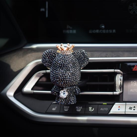 Автомобильный освежитель воздуха со стразами и медведем, крепление к вентиляционному отверстию, длительный аромат, удаление запаха, зажим, тип автомобильного воздуховыпускного отверстия, диффузор для ароматерапии, автомобиль