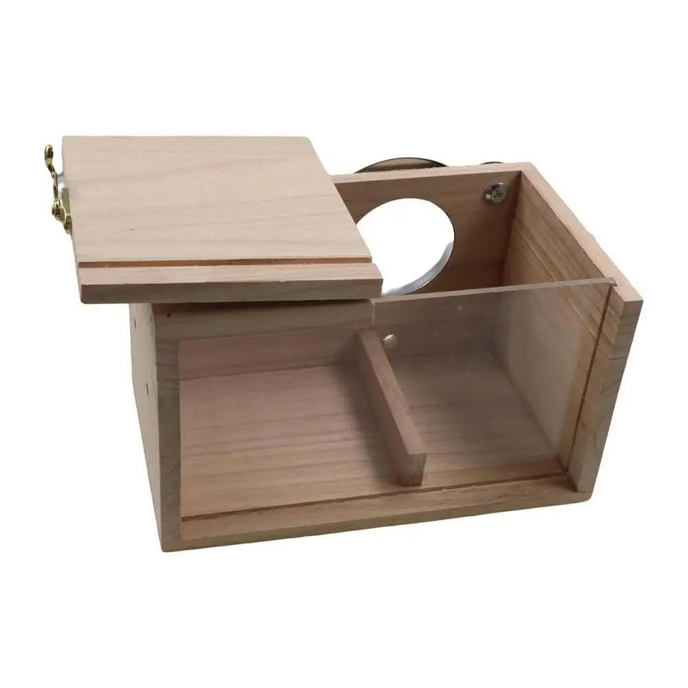 Wooden Parrot Breeding Box with Transparent Window Bite Resistant Removable Bird Nest House Breeding Cage for Parakeet Lovebird