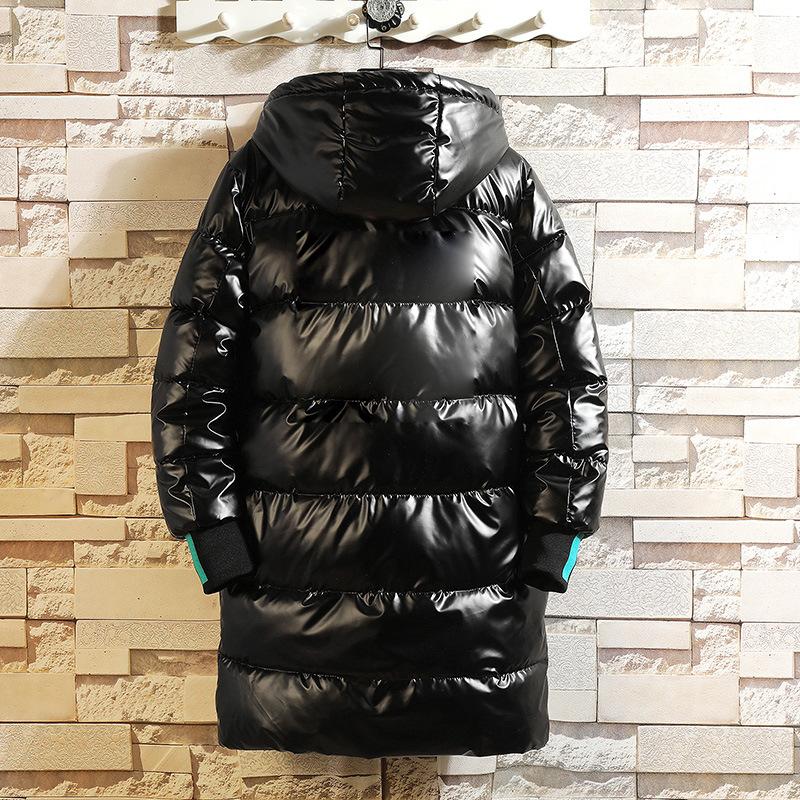 Outdoor Warm Over-the-knee Shiny Down Jacket Coat Windproof Fashion Top Men's Autumn and Winter Long Hooded Down Jacket