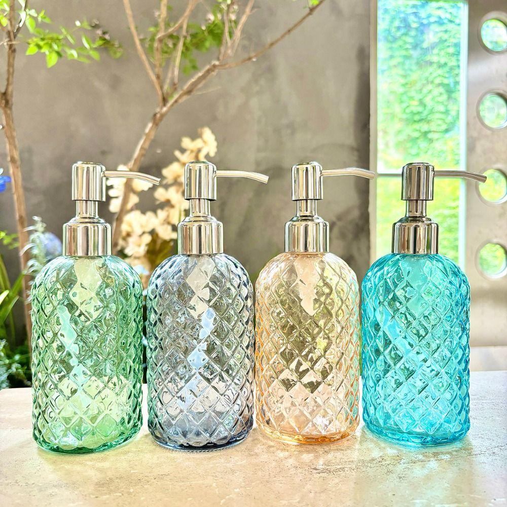 Empty Glass Soap Dispenser Refillable Liquid Storage Container Lotion Pump Bottle Shower Gel
