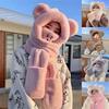 Women's Mink Velvet Cute Hat Scarf Gloves Mask Integrated Warm Three Four Piece Set