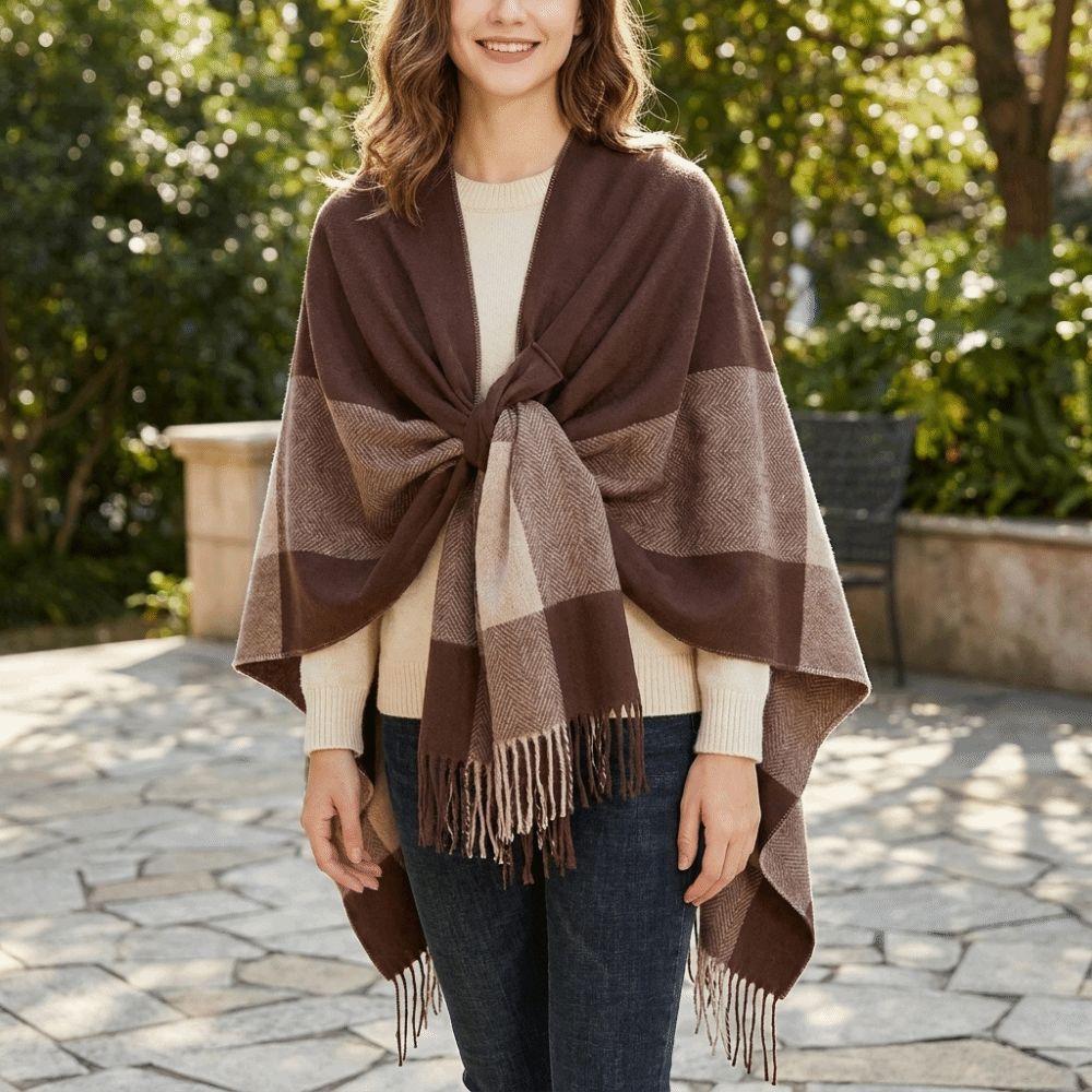 Tassel Plaid Patterned Shawl Imitation Cashmere Warm Cloak Fashion Soft Wrap Scarf Outdoor