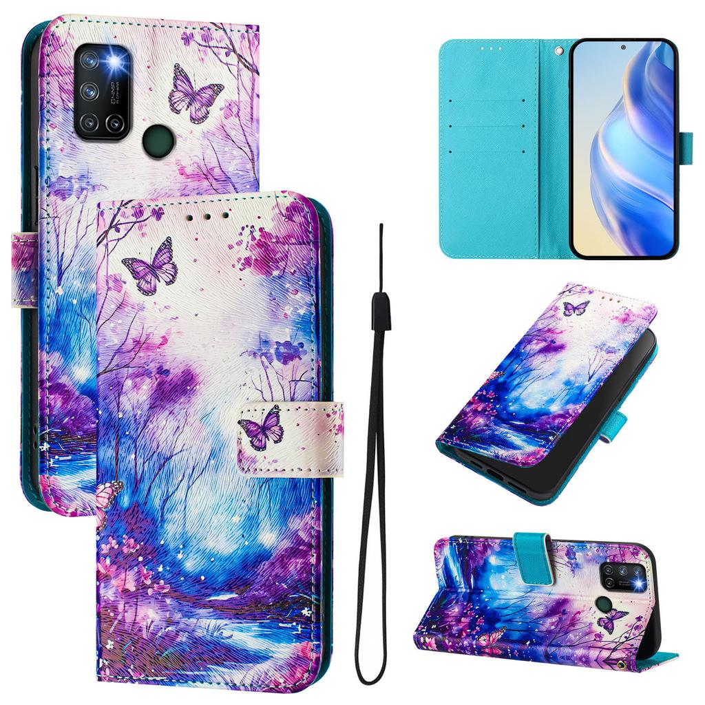 Dream Butterfly Forest Luxury Painted Leather Case Wallet Book Style Cover for Oppo A72/A52/A92 4G,A36 4G,Reno 8/9,Realme 8/9/10/11/12...