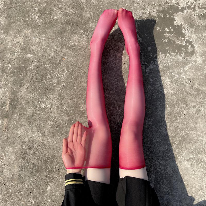 8D Luminous Reflective Horse Oil Over-the-Knee White Stockings, Seamless Red Thigh-High and Knee-High Socks for Women