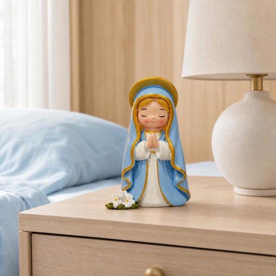 Cute Girl Resin Figurines, Mini Praying Girl Collectible Figure, Little Girl Statue Ornaments for Home Office Desktop Decor