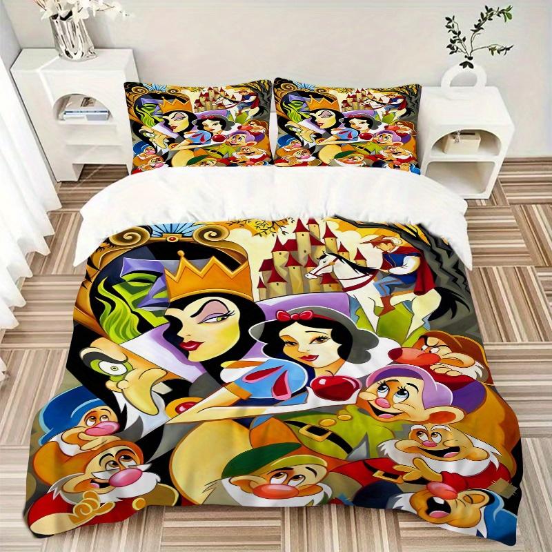 3pcs The Evil Queen Snow White and the Seven Dwarfs Quilt Cover Set (1 Quilt Cover + 2 Pillowcases Without Pillow Core), High-Definition Printing