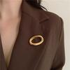 Stainless Steel O Shape Brooches for Women Geometric Gold Silver Color Metal Brooch Pin Unisex Light Luxury Jewelry 2026 New