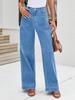 Women's High Waist Wide Leg Jeans Stretch Denim Baggy Loose Fit Pants with Pockets