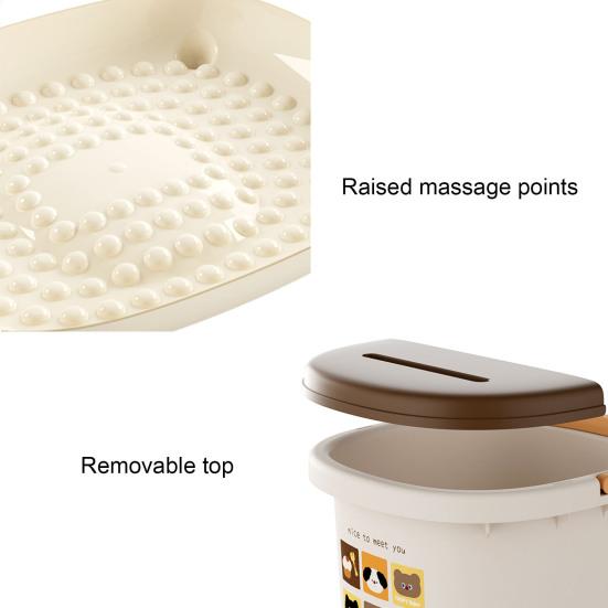 Ведро для ножной ванны Большой вместимости Бочка для хранения с крышкой Мультяшный дизайн Влагостойкое Пылезащитное Ведро для хранения