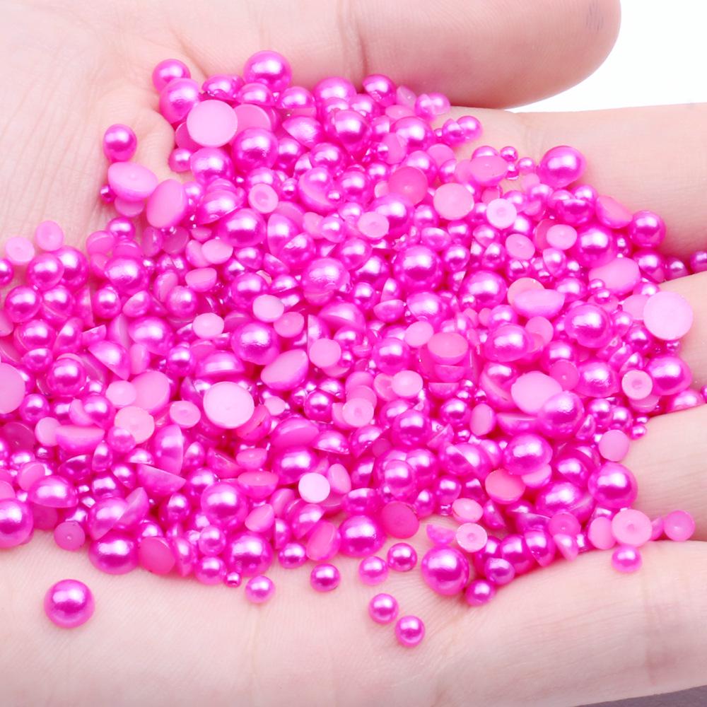 8mm Flat-Bottom Half-Round Imitation Pearls Beads, 100-Pack - DIY Rhinestone Mobile Case Accessories