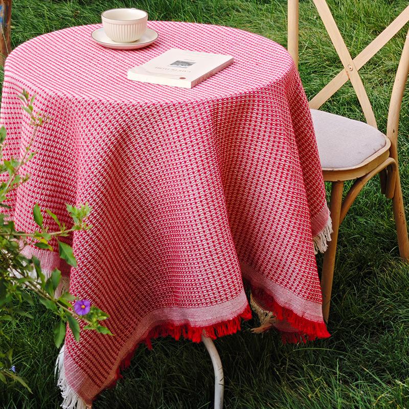 French Cotton And Linen Pastoral White Tablecloth Coffee Table Cloth Bedside Table Retro Fringed Round Table Dining Table Cloth