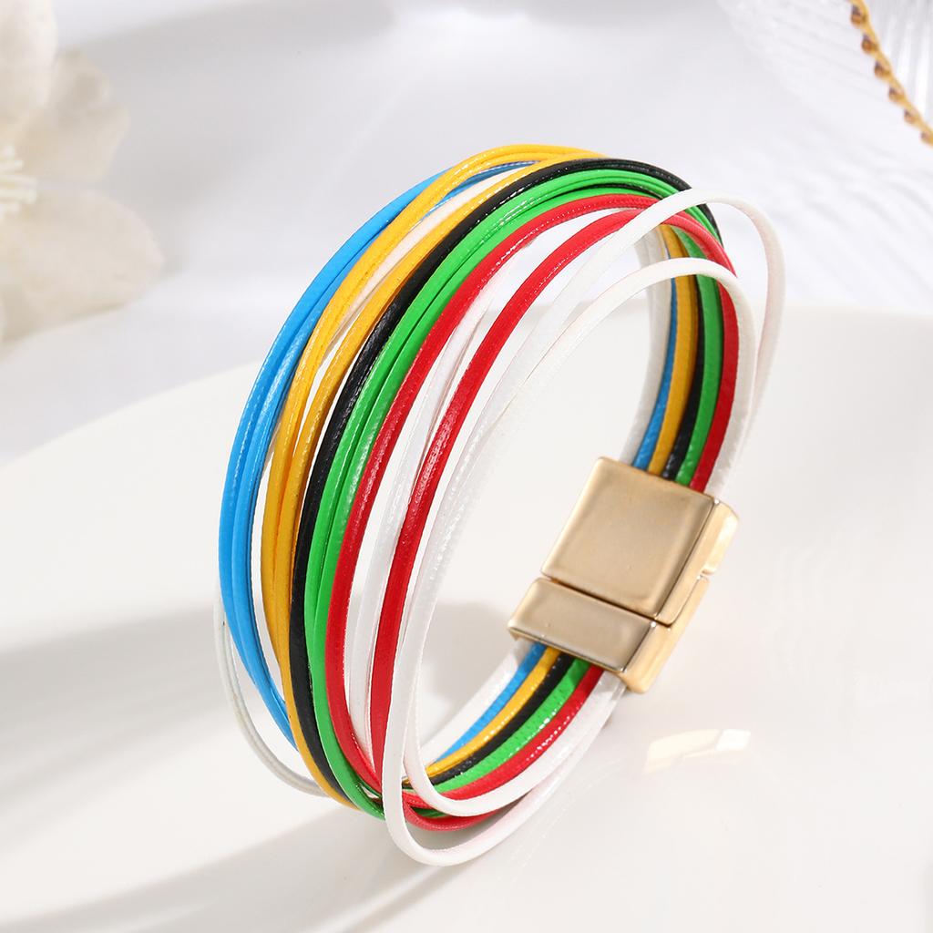 Colorful Bohemian Multi Layered Leather Wristband Jewelry Accessories Unisex Bracelet