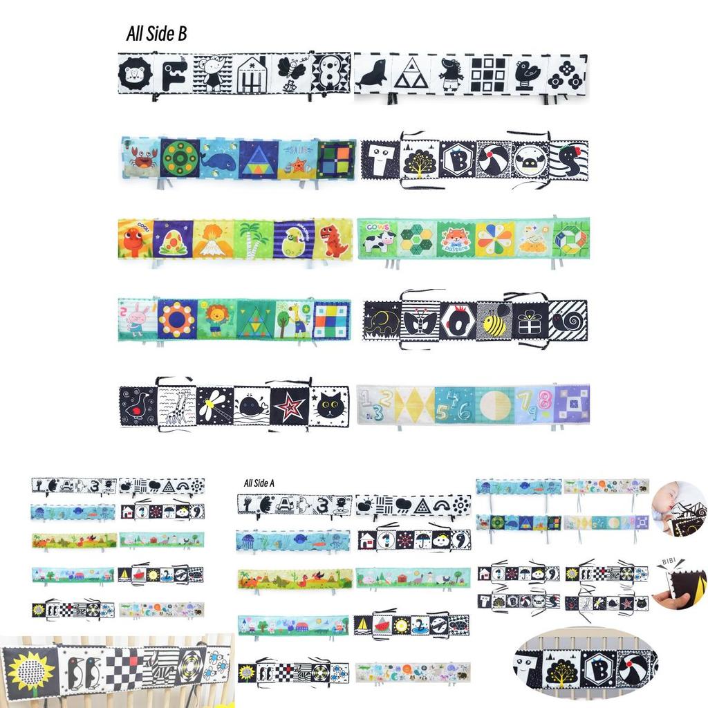 Новый трансграничный черно-белый двусторонний бортик-книжка для детской кроватки с 3D-игрушкой для раннего развития, устойчивой к разрыву, и BB-устройством