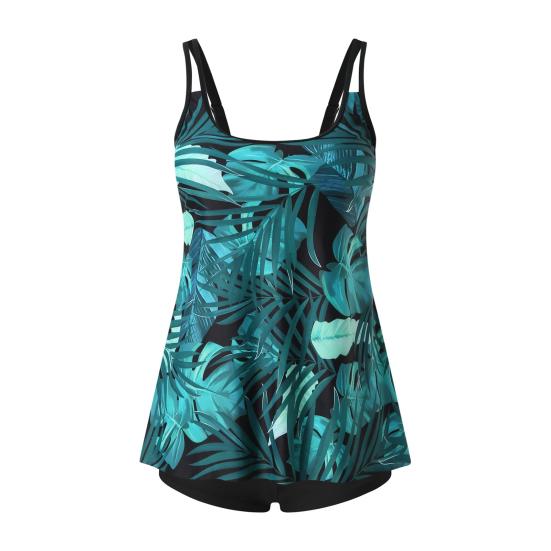 Комплект из 2 предметов: танкини, съемный ремешок, нагрудная накладка, регулируемые лямки, топы с эластичной талией, принтованные плавки, комплект пляжной одежды