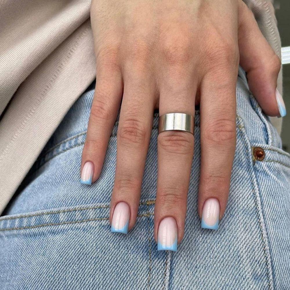 Длинные квадратные накладные ногти блестящие ногти Aurora модные накладные ногти своими руками