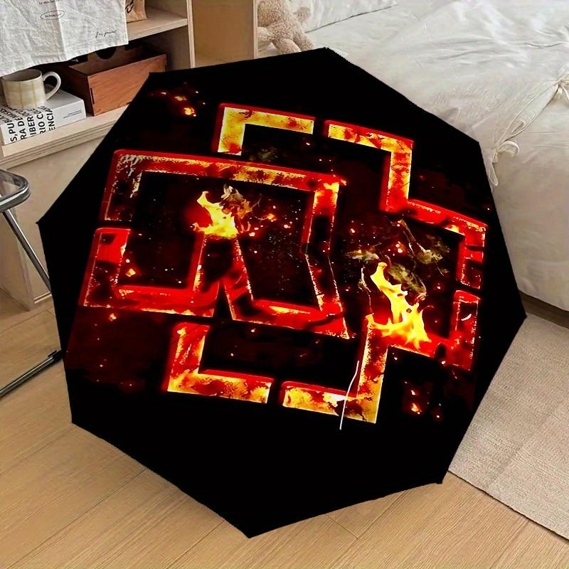1pc Flame Cross Rammstein Themed High-quality Umbrella,Automatic Opening and Closing Umbrella,Multi-functional Umbrella G0811012