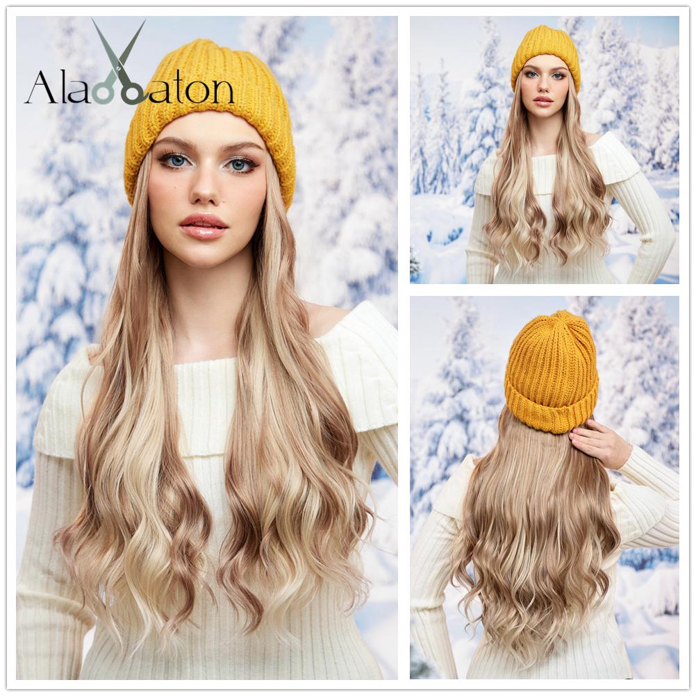 ALAN EATON Шляпа, парики, шапка с волосами светлого цвета, синтетические наращивание волос для женщин, повседневная вечеринка, высокотемпературное волокно