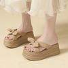 Thick-soled One-word Slippers Women's Fashion Summer Soft-soled New Internet Celebrity Bow Cool Slippers Women's Versatile Beach Shoes Women