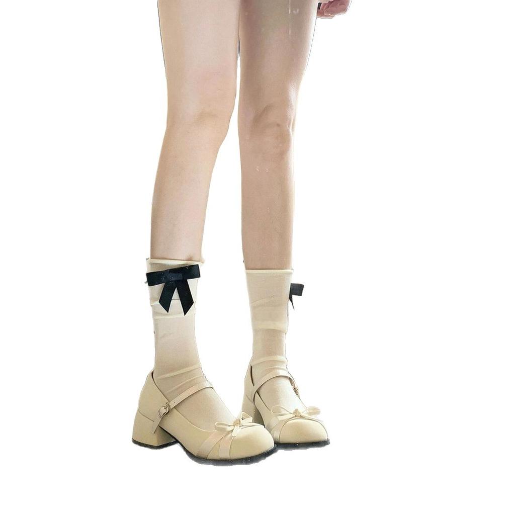 Французские белые туфли Мэри Джейн женские весна и лето новые универсальные с бантом с открытым верхом одинарные туфли атласные туфли из маленькой кожи