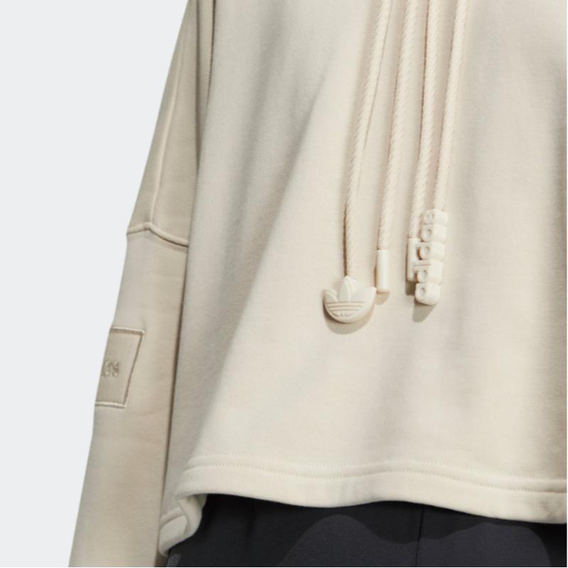 Adidas Женская толстовка с капюшоном Originals Trefoil Logo Drawstring, цвет слоновой кости и белого HS1924