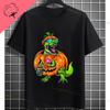 Funny Halloween TRex Dinosaur Pirate Graphic Tshirt Pure Cotton Shortsleeve Casual Humor Style Tshirt for Halloween Clothing