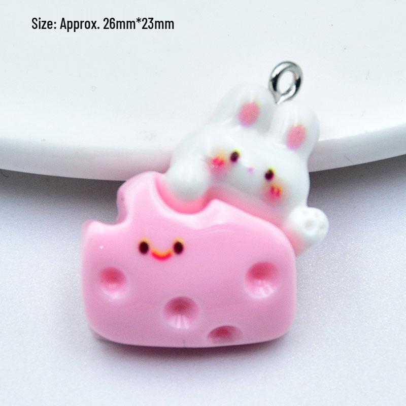 Смола Мультяшный Кролик Чизкейк Брелок-Подвеска