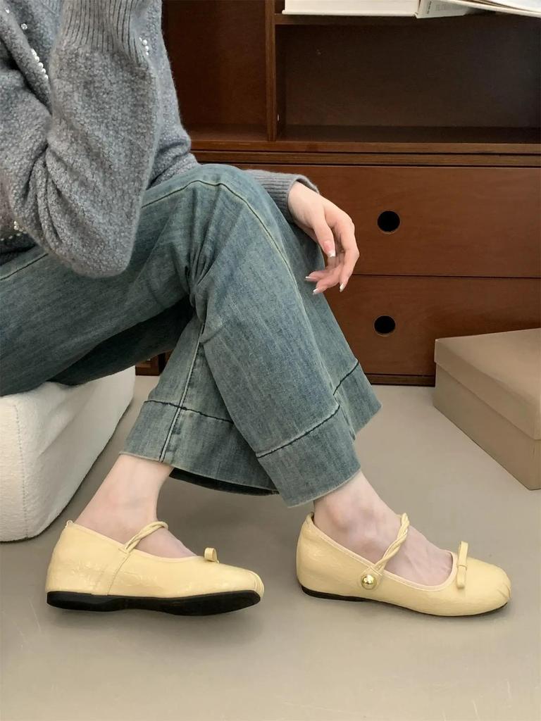 Балетки на плоской подошве Модная женская обувь Повседневные кроссовки с круглым носком Удобные туфли для вечеринок Ретро-стиль для отдыха Mujer