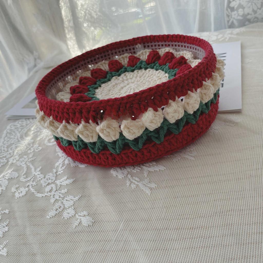 1 шт. Вязаная подставка красная ручной работы, высокотемпературная и противоскользящая, коврик для чашки, впитывающая подкладка, защита стола, кухонный декор для посуды