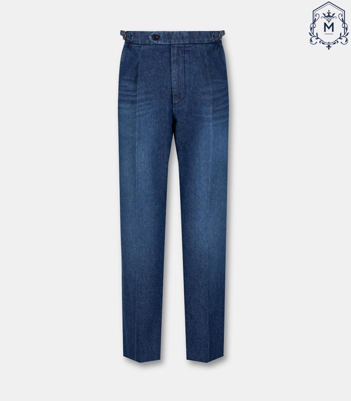 MEVERICK Beltless Denim Trousers Blue