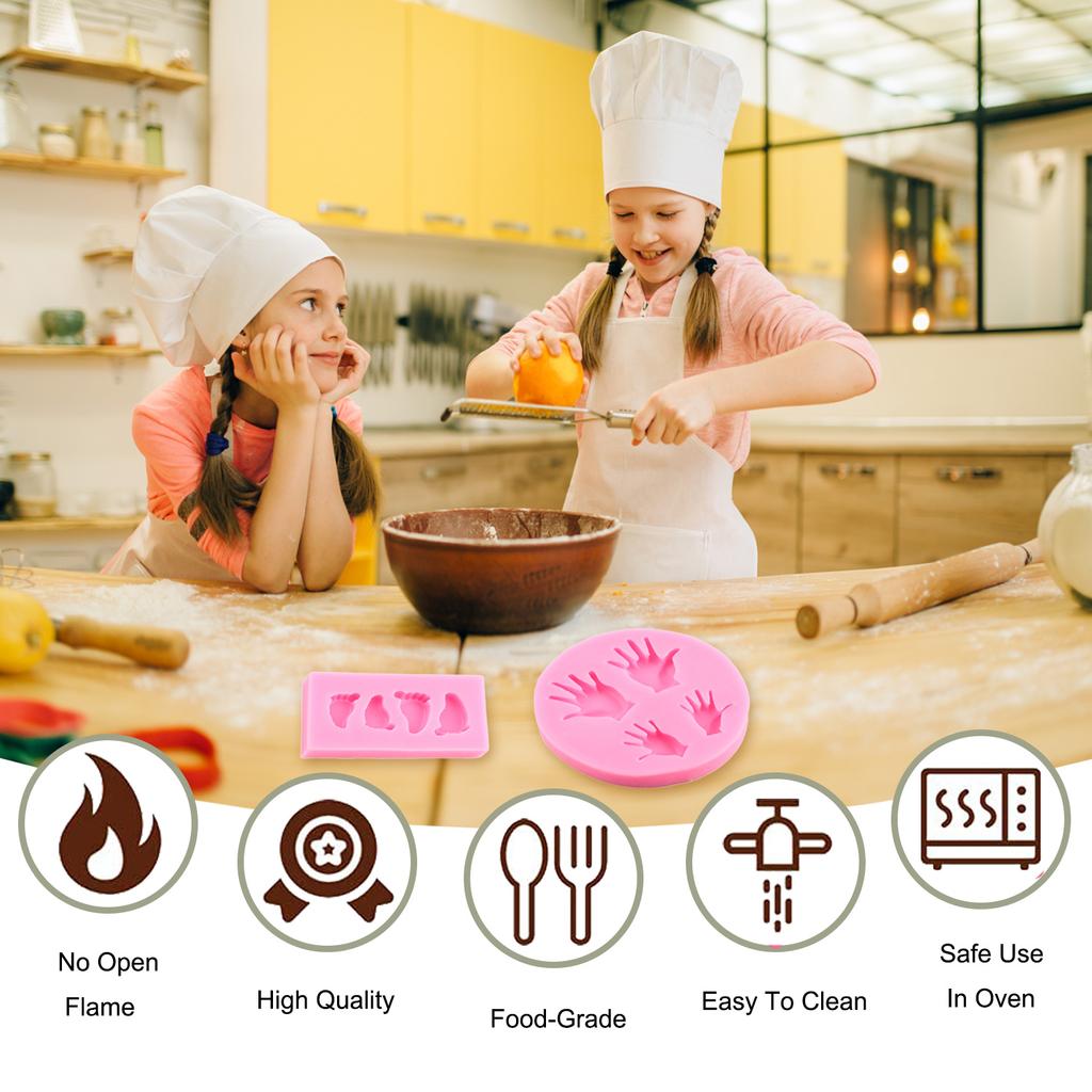 Детские силиконовые формы, детские формы для помадки для ног, инструменты для украшения торта, детские ручные формы для кексов, шоколадные конфеты, смоляные глиняные формы