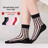 5 Pairs Vertical Glass Stockings Breathable Transparent Crystal Stockings for Women Thin Mid-tube Socks for Women Spring and Summer