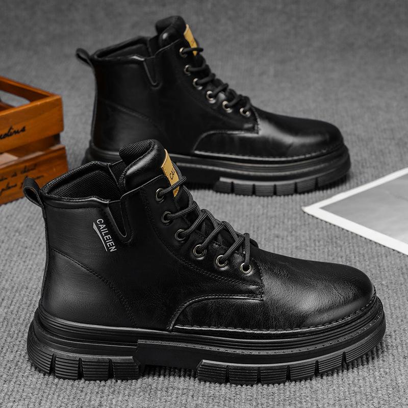 Men's shoes high-top Martin boots men's British retro tooling shoes platform non-slip outdoor casual short boots leather shoes