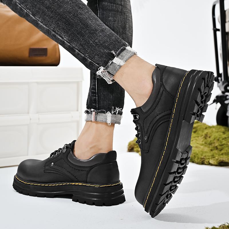 Мужская повседневная обувь из натуральной кожи с нескользящей подошвой ручной работы, водонепроницаемая, повседневная рабочая обувь для улицы