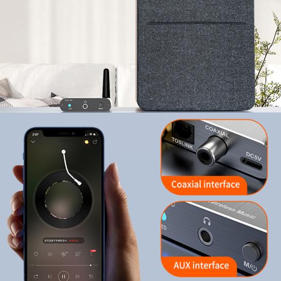 Bluetooth-совместимый 5.2 Приемник 15M Дальность действия Объемный Звук aptX Низкая Задержка Оптический AUX 3.5MM Коаксиальный Автомобильная Стереосистема Динамик Беспроводной Аудио Адаптер