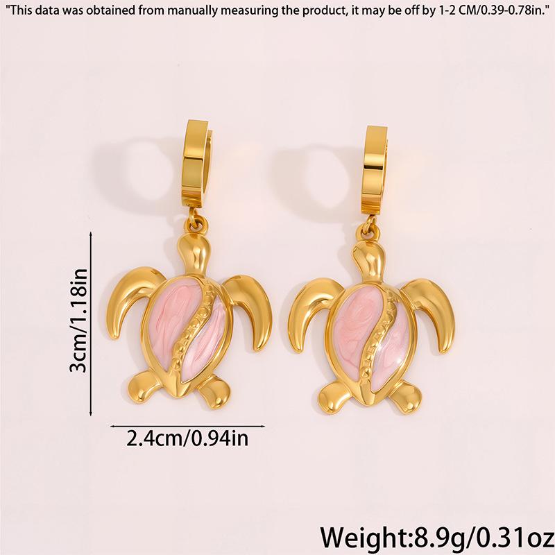 Эмалированные серьги-подвески в морском стиле с морской черепахой - Женские из нержавеющей стали, роскошные