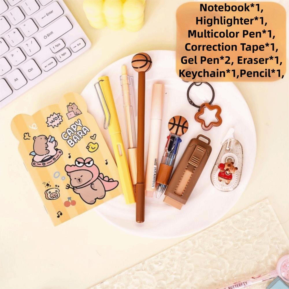 Cartoon School Stationery Set 6 Color Pens Cartoon Stationery Set for Primary School