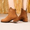 Заостренный толстый каблук западные ковбойские короткие ботинки женские 2025 осень и зима новые ретро матовые европейские и американские большого размера ботинки Мартин