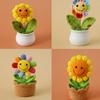 Cute Knitted Sunflowers Potted Creative Crochet Flowers Table Decor Items Crochet Plant for Car Home Decor Graduation Gift