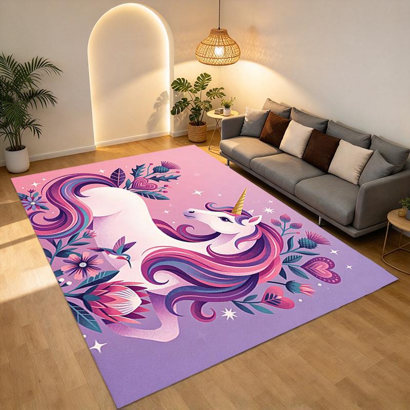 Фантазийный ковер с единорогом для гостиной, нескользящий коврик, мягкий ковер для спальни, игровой комнаты, дивана, офиса, домашнего декора, придверный коврик, рождественский подарок C929680
