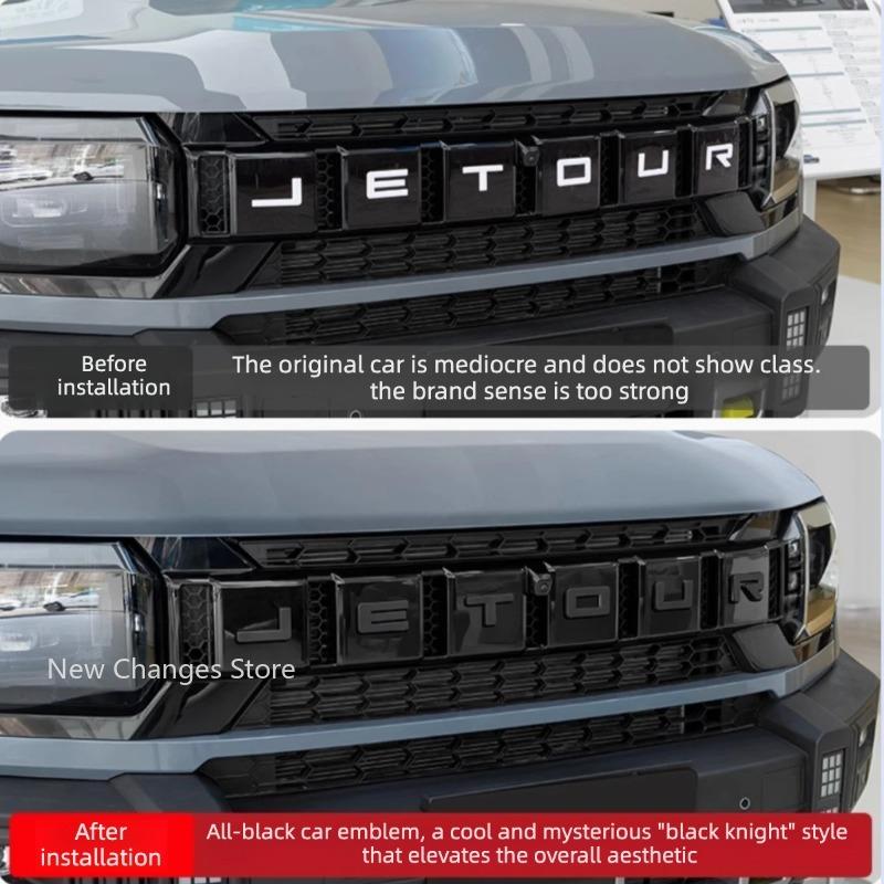 Для Jetour T2 2023-2025 Автомобильные ABS Ярко-черные Буквенные Наклейки на Решетку Радиатора Автомобильные Детали Внешнего Декора